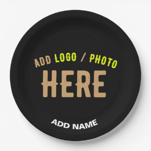 STYLISH MODERN CUSTOMIZABLE BLACK VERIFIED BRANDED PAPER PLATE