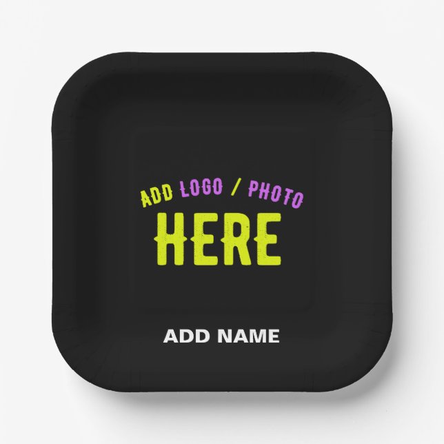 STYLISH MODERN CUSTOMIZABLE BLACK VERIFIED BRANDED PAPER PLATE (Front)