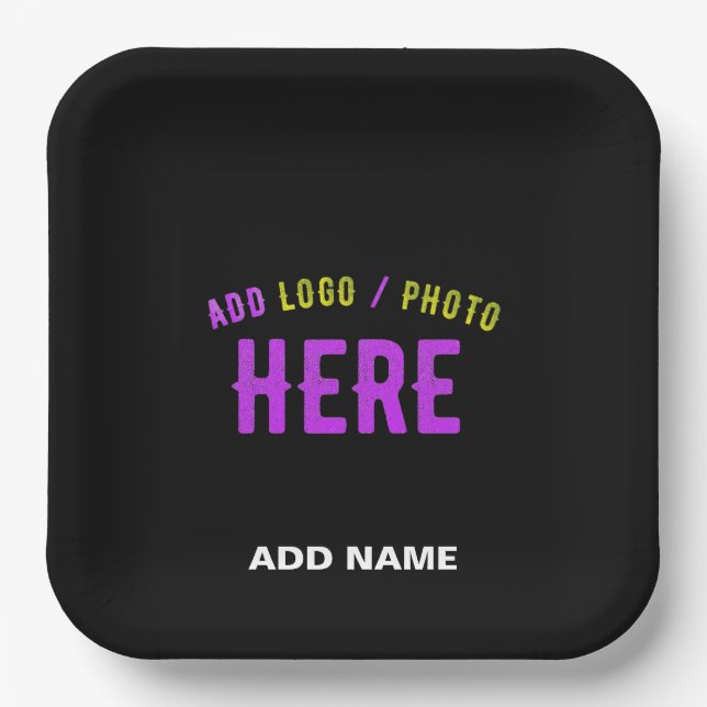 STYLISH MODERN CUSTOMIZABLE BLACK VERIFIED BRANDED PAPER PLATE (Front)