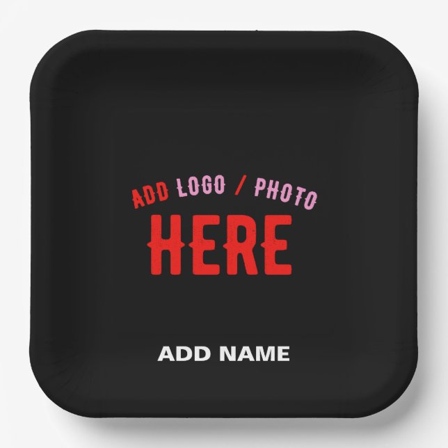 STYLISH MODERN CUSTOMIZABLE BLACK VERIFIED BRANDED PAPER PLATE (Front)