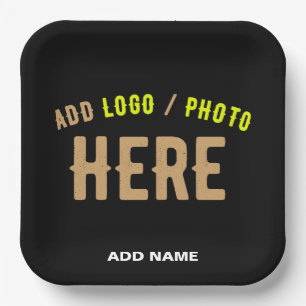 STYLISH MODERN CUSTOMIZABLE BLACK VERIFIED BRANDED PAPER PLATE