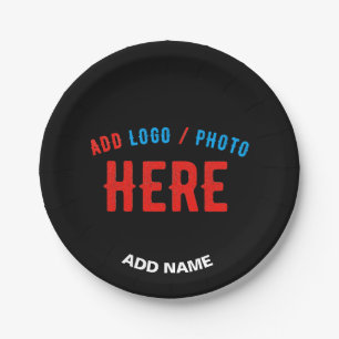 STYLISH MODERN CUSTOMIZABLE BLACK VERIFIED BRANDED PAPER PLATE