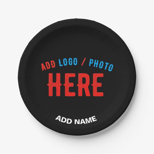 STYLISH MODERN CUSTOMIZABLE BLACK VERIFIED BRANDED PAPER PLATE (Front)
