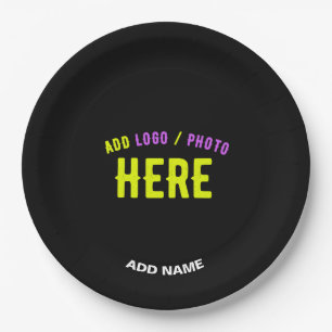 STYLISH MODERN CUSTOMIZABLE BLACK VERIFIED BRANDED PAPER PLATE