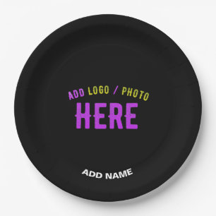 STYLISH MODERN CUSTOMIZABLE BLACK VERIFIED BRANDED PAPER PLATE