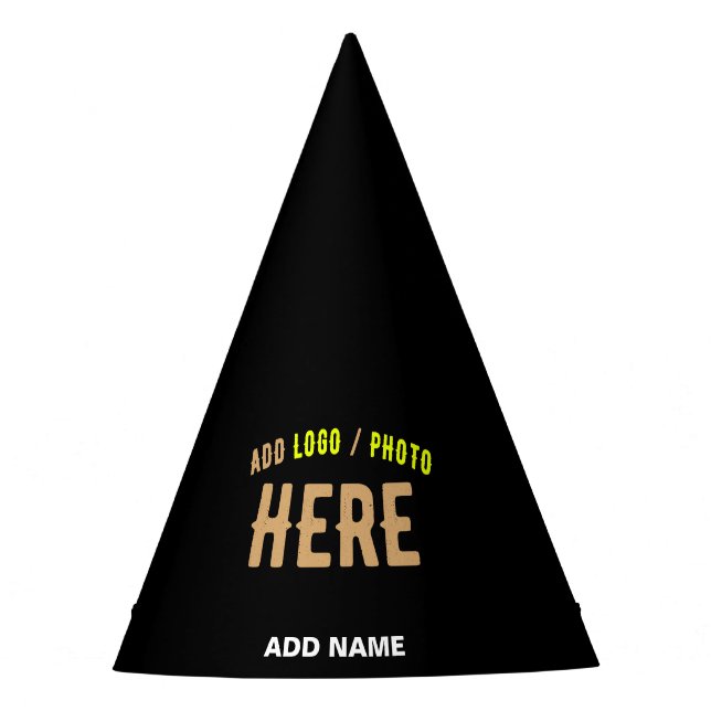 STYLISH MODERN CUSTOMIZABLE BLACK VERIFIED BRANDED PARTY HAT (Front)