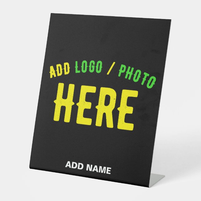 STYLISH MODERN CUSTOMIZABLE BLACK VERIFIED BRANDED PEDESTAL SIGN (Front)