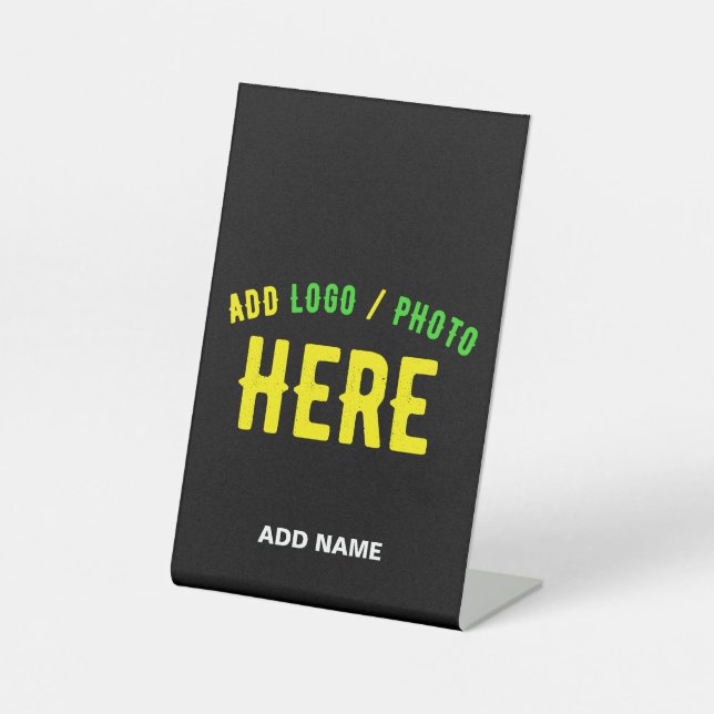 STYLISH MODERN CUSTOMIZABLE BLACK VERIFIED BRANDED PEDESTAL SIGN (Front)