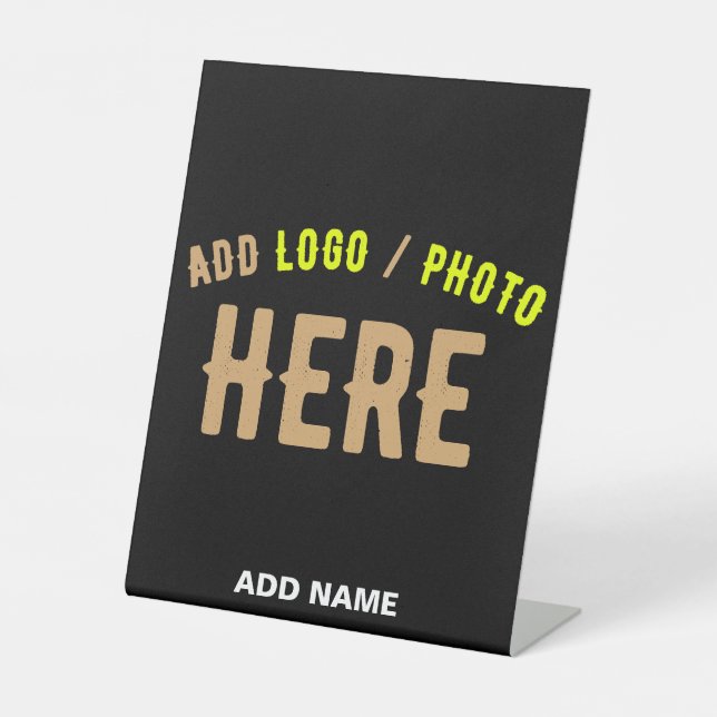 STYLISH MODERN CUSTOMIZABLE BLACK VERIFIED BRANDED PEDESTAL SIGN (Front)