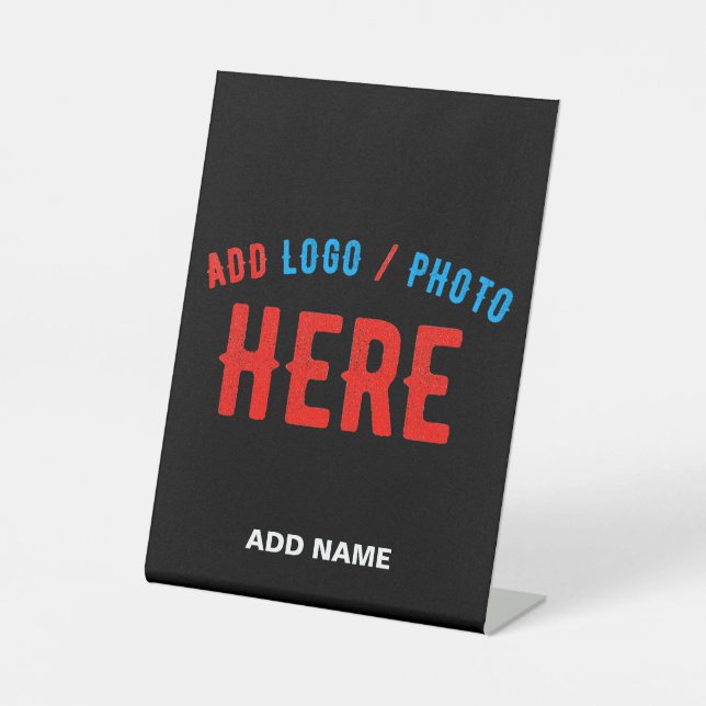 STYLISH MODERN CUSTOMIZABLE BLACK VERIFIED BRANDED PEDESTAL SIGN (Front)