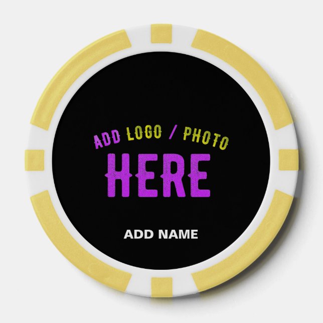 STYLISH MODERN CUSTOMIZABLE BLACK VERIFIED BRANDED POKER CHIPS (Front)