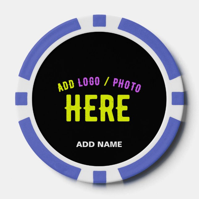 STYLISH MODERN CUSTOMIZABLE BLACK VERIFIED BRANDED POKER CHIPS (Front)