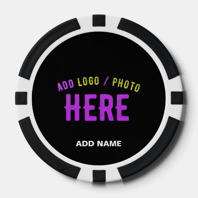 STYLISH MODERN CUSTOMIZABLE BLACK VERIFIED BRANDED POKER CHIPS (Front)
