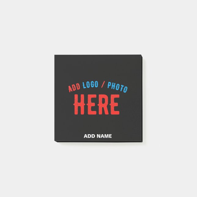 STYLISH MODERN CUSTOMIZABLE BLACK VERIFIED BRANDED POST-IT NOTES (Front)