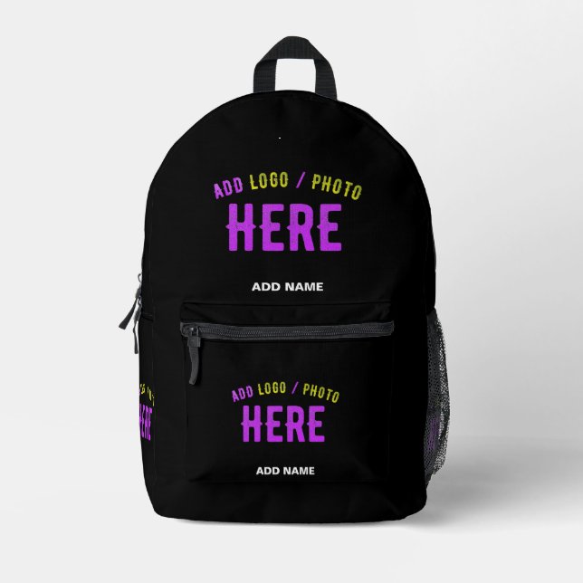 STYLISH MODERN CUSTOMIZABLE BLACK VERIFIED BRANDED PRINTED BACKPACK (Front)