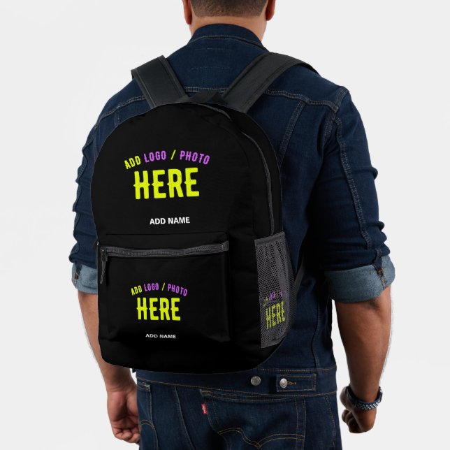 STYLISH MODERN CUSTOMIZABLE BLACK VERIFIED BRANDED PRINTED BACKPACK (Insitu (Model))