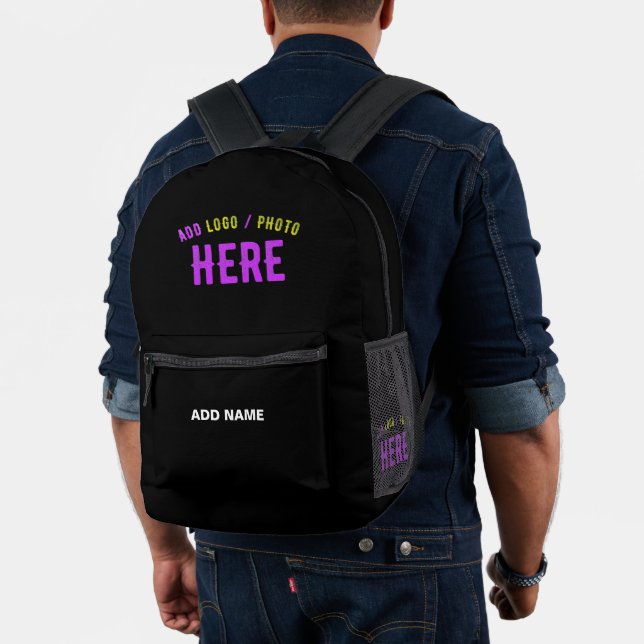 STYLISH MODERN CUSTOMIZABLE BLACK VERIFIED BRANDED PRINTED BACKPACK (Insitu (Model))