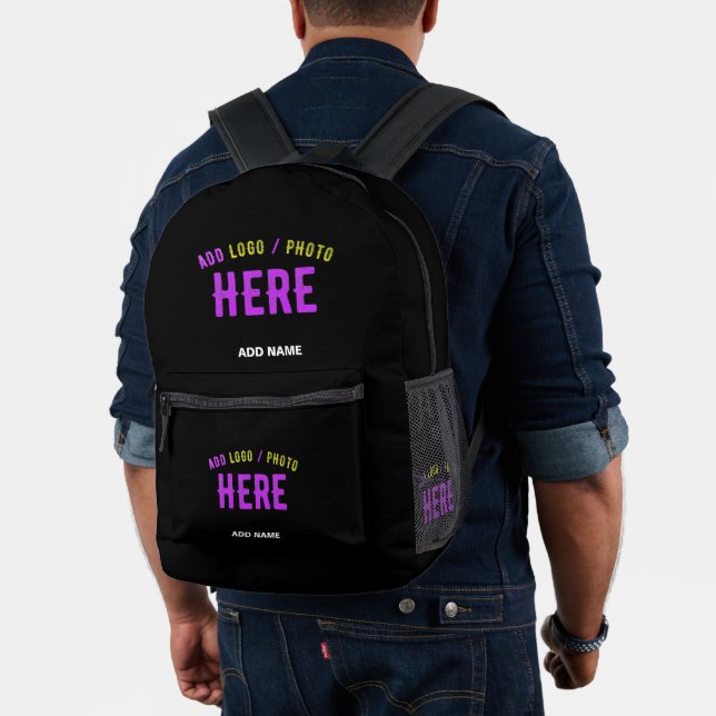 STYLISH MODERN CUSTOMIZABLE BLACK VERIFIED BRANDED PRINTED BACKPACK (Insitu (Model))