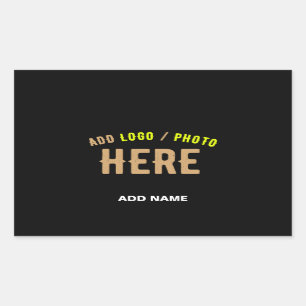 STYLISH MODERN CUSTOMIZABLE BLACK VERIFIED BRANDED RECTANGULAR STICKER