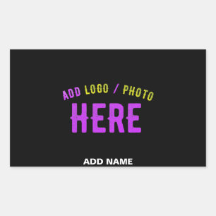 STYLISH MODERN CUSTOMIZABLE BLACK VERIFIED BRANDED RECTANGULAR STICKER