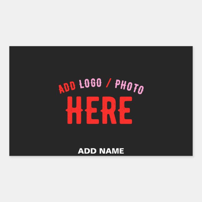 STYLISH MODERN CUSTOMIZABLE BLACK VERIFIED BRANDED RECTANGULAR STICKER (Front)
