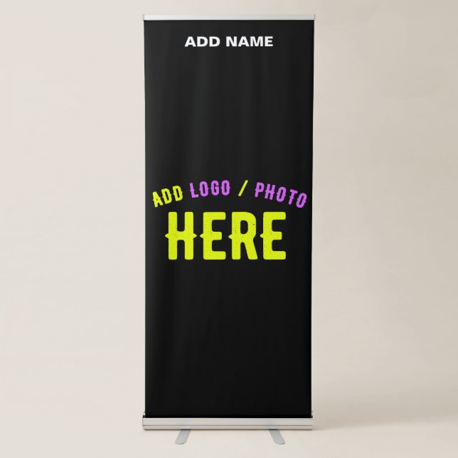 STYLISH MODERN CUSTOMIZABLE BLACK VERIFIED BRANDED RETRACTABLE BANNER (Front)