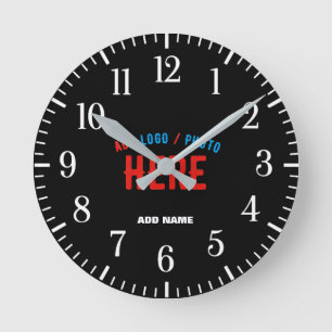 STYLISH MODERN CUSTOMIZABLE BLACK VERIFIED BRANDED ROUND CLOCK