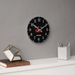 STYLISH MODERN CUSTOMIZABLE BLACK VERIFIED BRANDED ROUND CLOCK