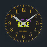 STYLISH MODERN CUSTOMIZABLE BLACK VERIFIED BRANDED ROUND CLOCK<br><div class="desc">THIS IS A DESIGN FITTING FOR EVERYONE.YOU CAN CHANGE, RESIZE OR ADD LOGO, PHOTO, TEXT AND COLOURS THE WAY YOU LIKE.THANK YOU.</div>