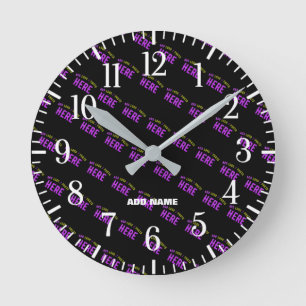 STYLISH MODERN CUSTOMIZABLE BLACK VERIFIED BRANDED ROUND CLOCK