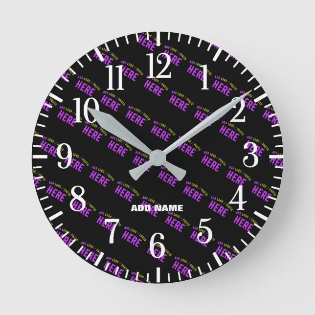 STYLISH MODERN CUSTOMIZABLE BLACK VERIFIED BRANDED ROUND CLOCK (Front)