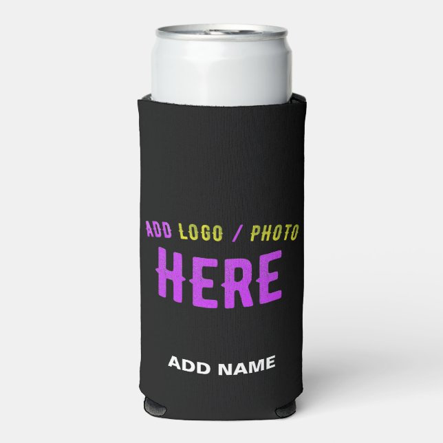 STYLISH MODERN CUSTOMIZABLE BLACK VERIFIED BRANDED SELTZER CAN COOLER (Seltzer Front)