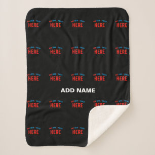 STYLISH MODERN CUSTOMIZABLE BLACK VERIFIED BRANDED SHERPA BLANKET