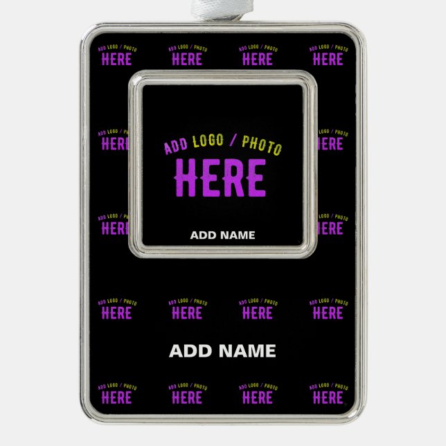 STYLISH MODERN CUSTOMIZABLE BLACK VERIFIED BRANDED SILVER PLATED FRAMED ORNAMENT (Front)