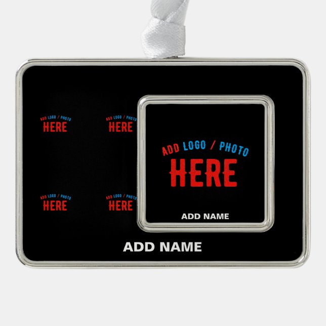 STYLISH MODERN CUSTOMIZABLE BLACK VERIFIED BRANDED SILVER PLATED FRAMED ORNAMENT (Front)