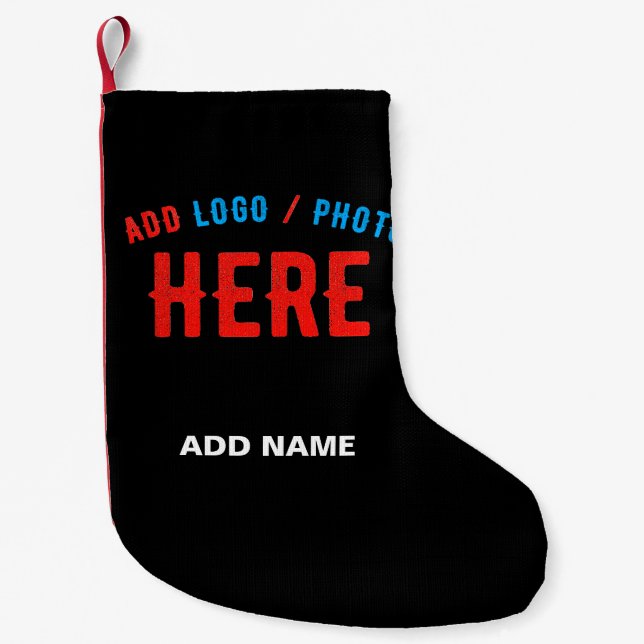 STYLISH MODERN CUSTOMIZABLE BLACK VERIFIED BRANDED SMALL CHRISTMAS STOCKING (Front)