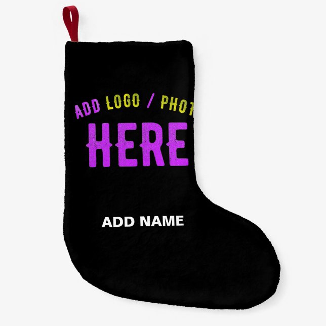 STYLISH MODERN CUSTOMIZABLE BLACK VERIFIED BRANDED SMALL CHRISTMAS STOCKING (Front)