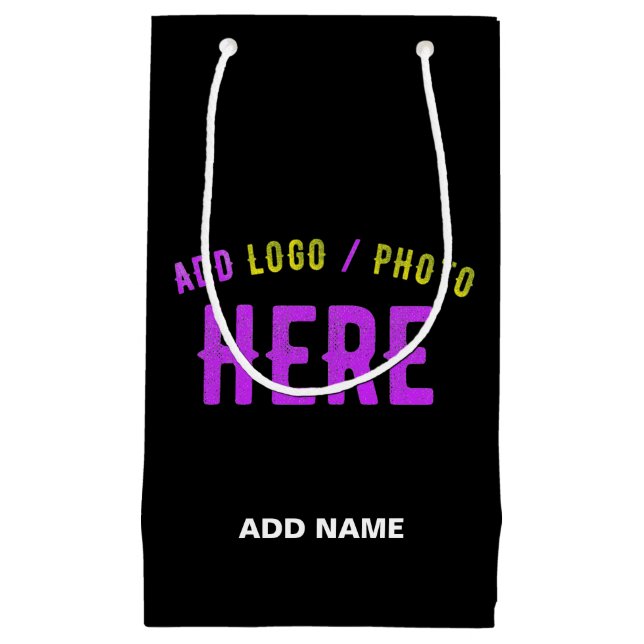 STYLISH MODERN CUSTOMIZABLE BLACK VERIFIED BRANDED SMALL GIFT BAG (Front)