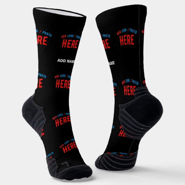 STYLISH MODERN CUSTOMIZABLE BLACK VERIFIED BRANDED SOCKS (Angled)