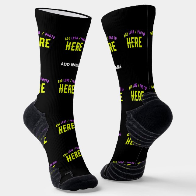 STYLISH MODERN CUSTOMIZABLE BLACK VERIFIED BRANDED SOCKS (Angled)
