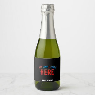 STYLISH MODERN CUSTOMIZABLE BLACK VERIFIED BRANDED SPARKLING WINE LABEL