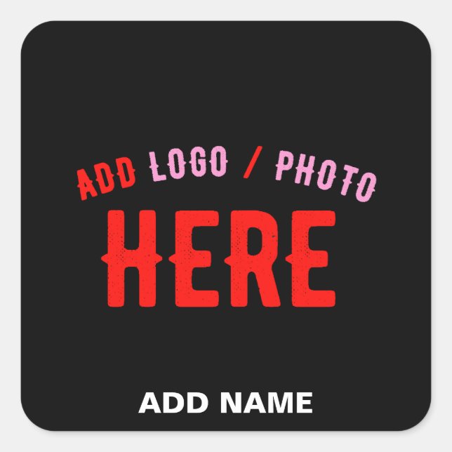 STYLISH MODERN CUSTOMIZABLE BLACK VERIFIED BRANDED SQUARE STICKER (Front)