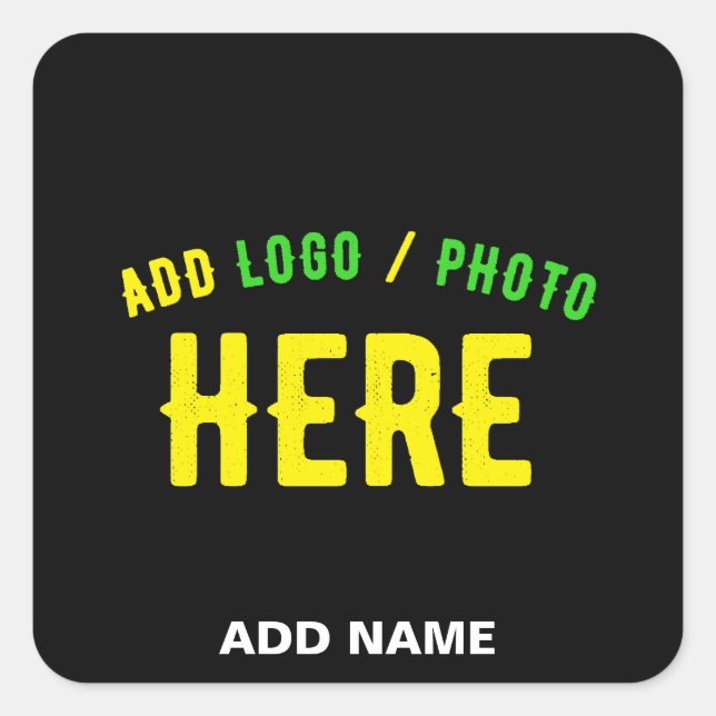 STYLISH MODERN CUSTOMIZABLE BLACK VERIFIED BRANDED SQUARE STICKER (Front)