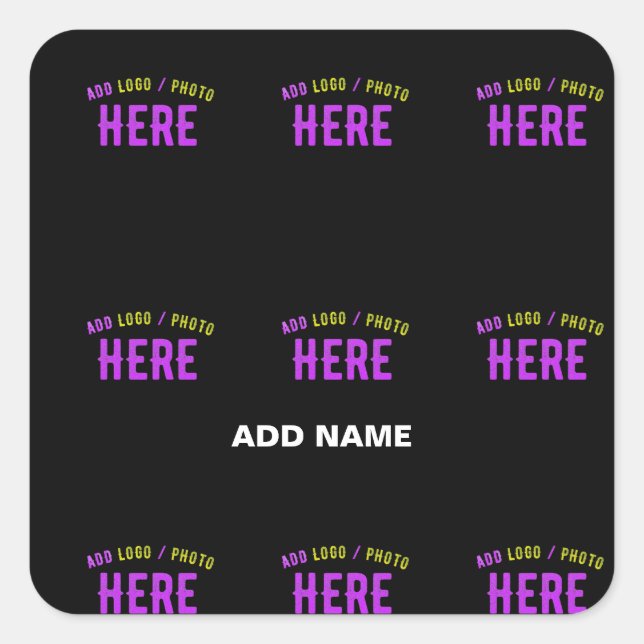 STYLISH MODERN CUSTOMIZABLE BLACK VERIFIED BRANDED SQUARE STICKER (Front)