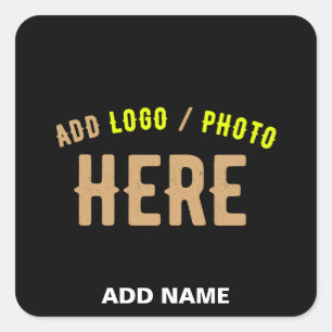 STYLISH MODERN CUSTOMIZABLE BLACK VERIFIED BRANDED SQUARE STICKER