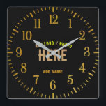 STYLISH MODERN CUSTOMIZABLE BLACK VERIFIED BRANDED SQUARE WALL CLOCK<br><div class="desc">THIS IS A DESIGN FITTING FOR EVERYONE.YOU CAN CHANGE, RESIZE OR ADD LOGO, PHOTO, TEXT AND COLOURS THE WAY YOU LIKE.THANK YOU.</div>
