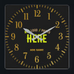 STYLISH MODERN CUSTOMIZABLE BLACK VERIFIED BRANDED SQUARE WALL CLOCK<br><div class="desc">THIS IS A DESIGN FITTING FOR EVERYONE.YOU CAN CHANGE, RESIZE OR ADD LOGO, PHOTO, TEXT AND COLOURS THE WAY YOU LIKE.THANK YOU.</div>