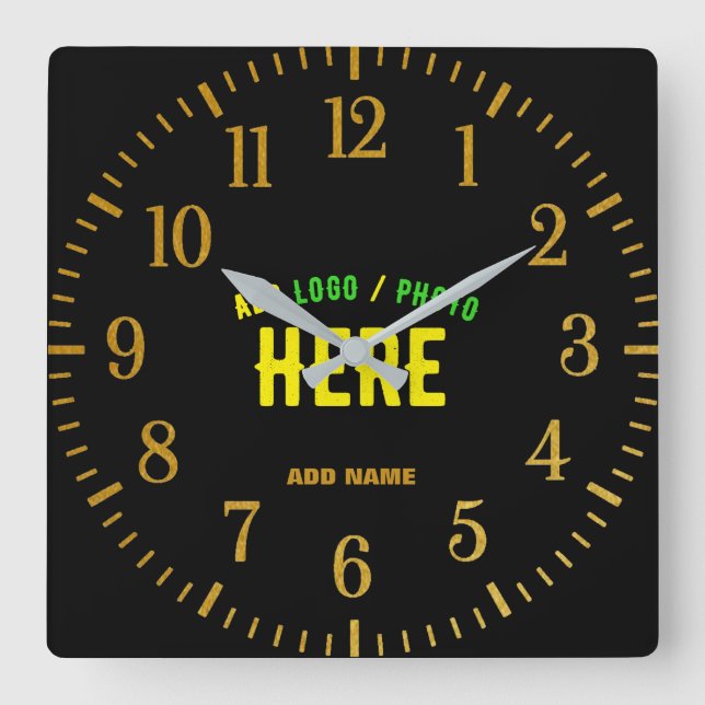 STYLISH MODERN CUSTOMIZABLE BLACK VERIFIED BRANDED SQUARE WALL CLOCK (Front)