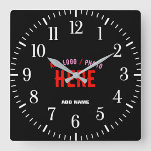 STYLISH MODERN CUSTOMIZABLE BLACK VERIFIED BRANDED SQUARE WALL CLOCK