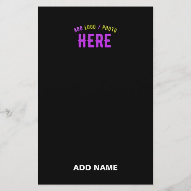 STYLISH MODERN CUSTOMIZABLE BLACK VERIFIED BRANDED STATIONERY (Front)
